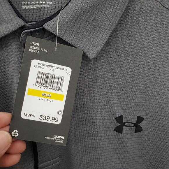 Under Armour Graphite Tech Polo Tee Shirt Top Men Size Medium NWT Athletic - Picture 5 of 15